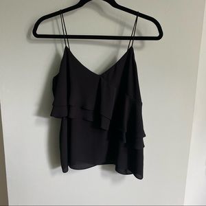 JCrew Black Ruffle Tank